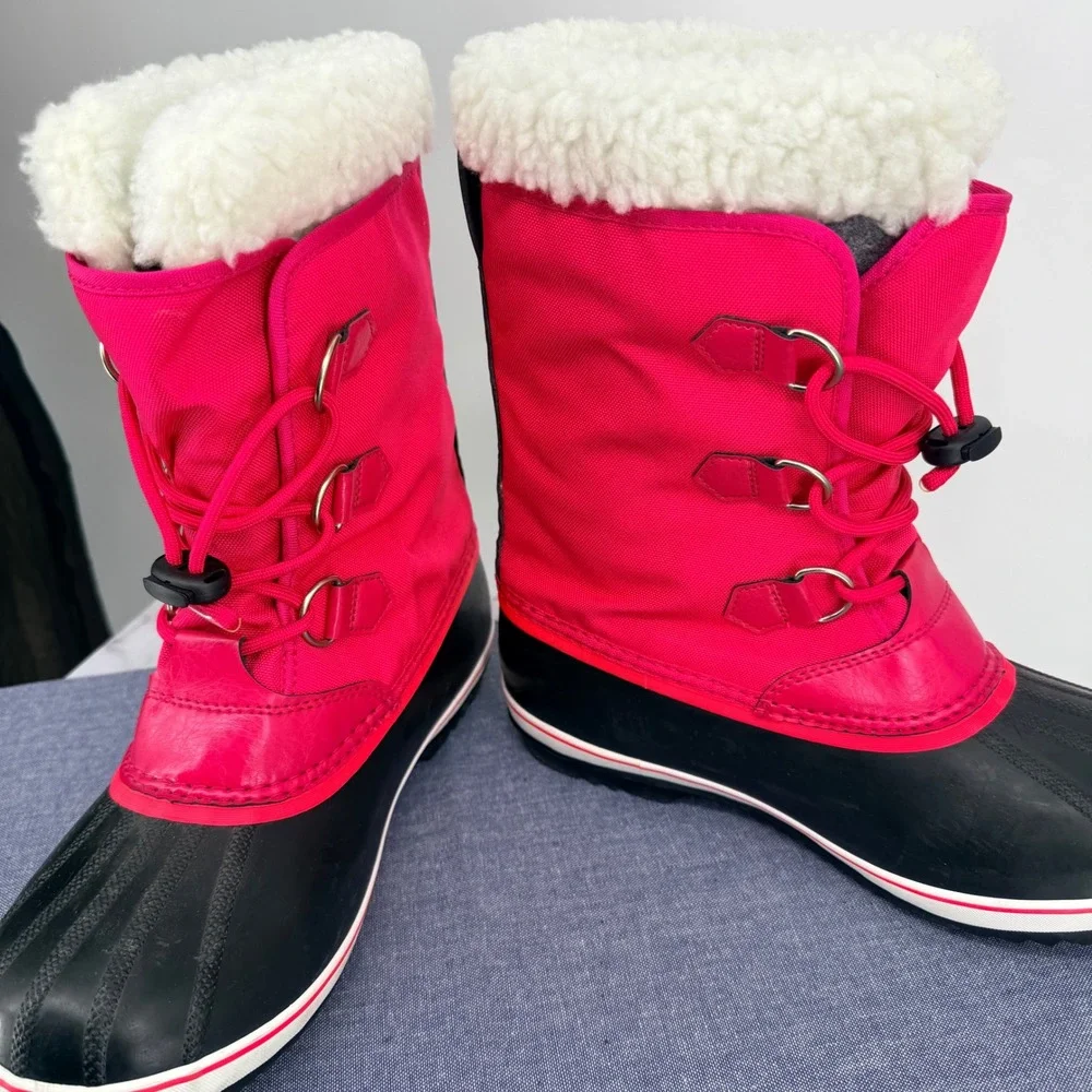 Sorel Yoot Pac Waterproof Winter Snow Boot Wmn 8.5 Youth 7 Rose Black NY1962-600